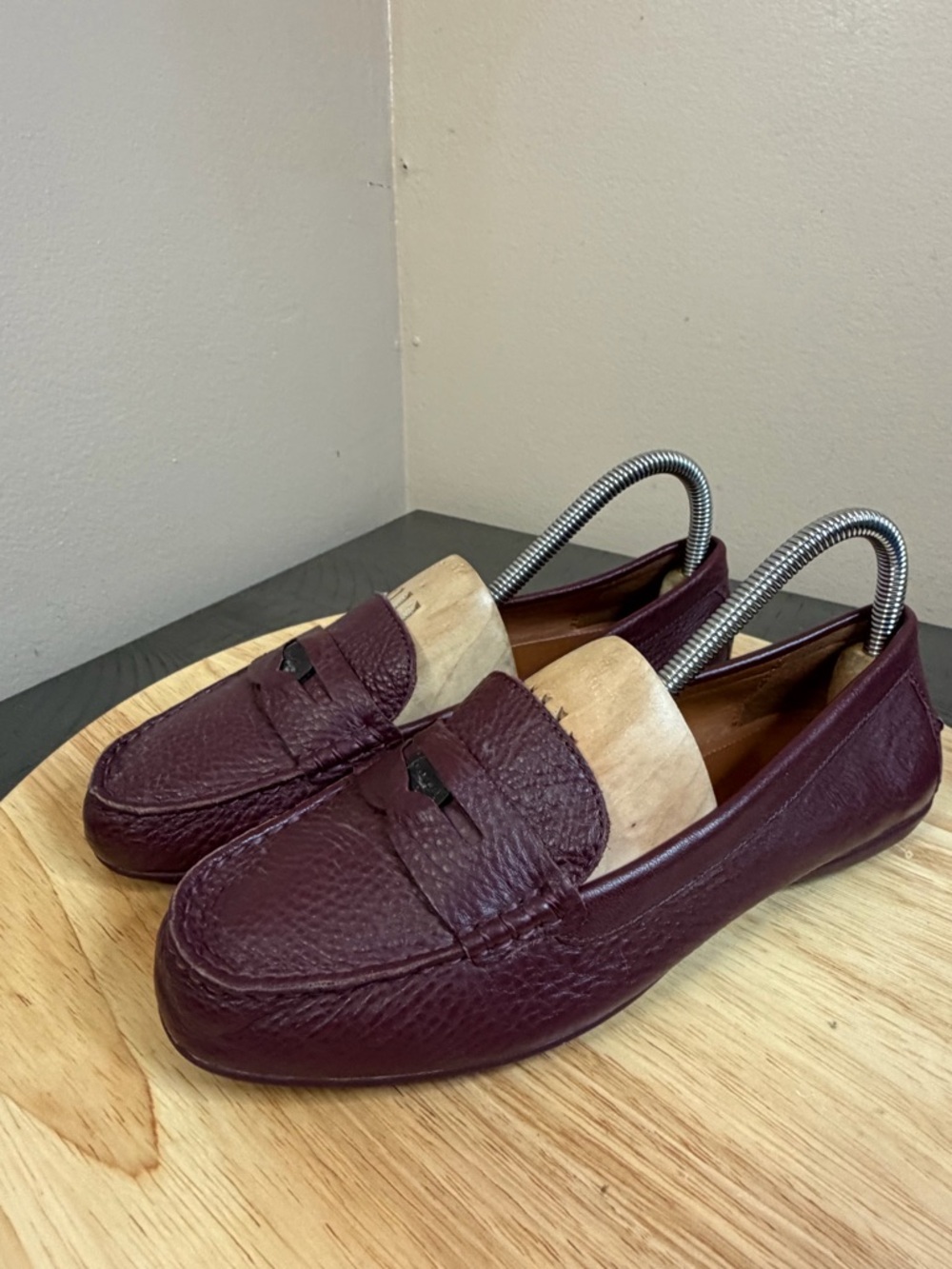 Men's Leather Penny Loafers in Burgundy